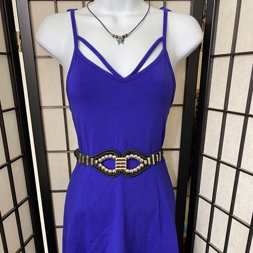 EUC Purplish/Blue Short & Strappy Skater Dress - Picture 2 of 5